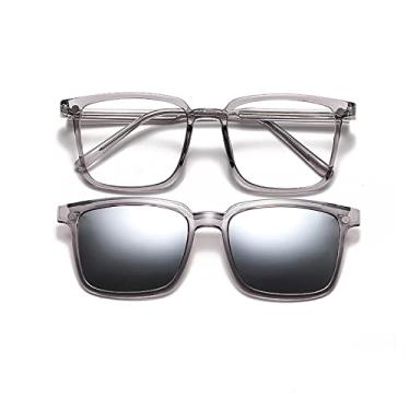 Imagem de Clássico retrô polarizado clipe em óculos de sol femininos grandes quadrados pretos de luxo óculos de sol de condução para homens, prata roxa, polarizado