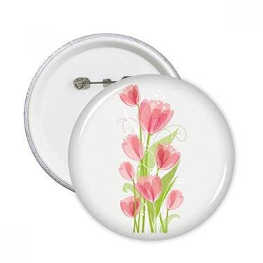 Imagem de Ilustração de flor de tulipa alfinetes redondos botão emblema decoração acessório 5 peças