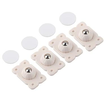 Imagem de rodas de aço inoxidável autoadesivas,8 peças de rodízios pequenos, 360 graus universais rolamento de transferência de baixo ruído para armazenamento de lixo, caixa de armazenamento de cama