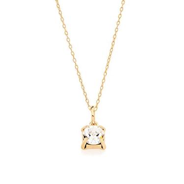 Imagem de Colar Rommanel Banhado Ouro Pingente Solitário Quadrado Com Cristal