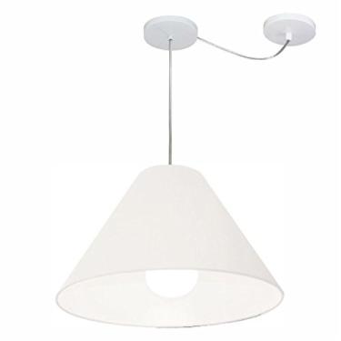 Imagem de Lustre Pendente com Desvio de Centro Cúpula Tecido 25/15x40 cm, Vivare Iluminação, Pendente4272 BR, Branco, Médio