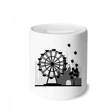 Imagem de DIYthinker Caixa de Dinheiro Balão de Roda Ferris Parque de Diversões Caixa de Moedas Cerâmica Presente de Cofrinho