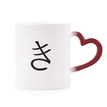 Imagem de Caneca Japonesa Hiragana Personagem KI Sensível ao Calor Caneca de Grés Mudança de Cor Vermelha