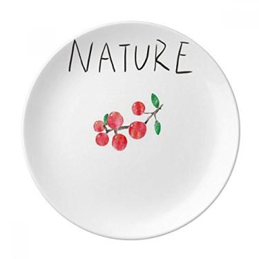 Imagem de Prato de pintura de planta de frutas vermelhas decorativo de porcelana salver louça de jantar