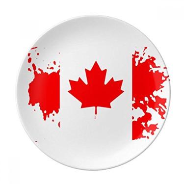 Imagem de Bandeja de sabor canadense e placa de folha de bordo decorativa de porcelana salver talheres, prato de jantar