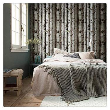 Imagem de HAOKHOME Papel de parede de floresta descasque e cole madeira árvore de bétula removível cinza/marrom/verde vinil mural autoadesivo 45 cm x 3 m