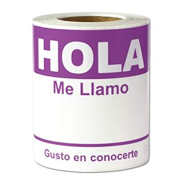 Imagem de Adesivos adesivos Pulgadas Hola me Llamo Etiquetas 2-5/16 x 4 (100 por rolo, Morado)