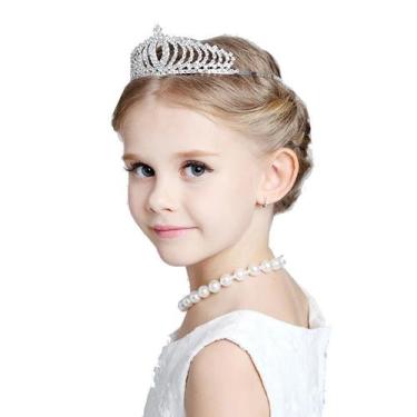 Imagem de Tiara Infantil Coroa Criança Princesa Sofia Daminha Prata Strass Noivi