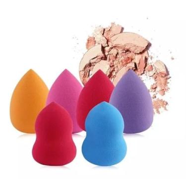 Imagem de Kit 6 Unidades de Esponja Facial Gota Para Maquiagem Make Chanfrada Para Base Corretivo