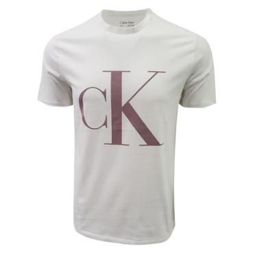 Imagem de Calvin Klein Camiseta masculina com logotipo Big CK, Branco (logotipo malvado), P