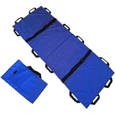 Imagem de Maca macia dobrável do agregado familiar, maca portátil dos primeiros socorros da lona engrossada de 12 punhos com bolsa para inj. móvel, azul