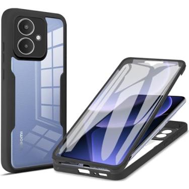 Imagem de Ysnzaq Capa transparente para Xiaomi Redmi 13C 5G (não 4G), capa protetora completa de TPU macio de 360° com protetor de tela para XiaomiXiaomi Redmi 13C 5G QB Preto
