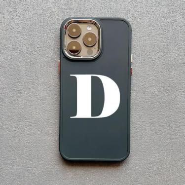 Imagem de Inicial 26 letras az moda capa de telefone para iphone 14 15 13 12 11 pro max x xs xr 7 8 plus se20 branco negrito capa macia, d, para iphone11