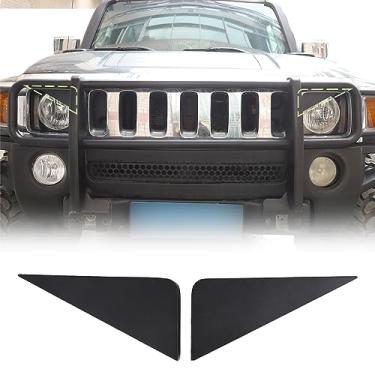 Imagem de Qiosreui Acabamento do painel do farol dianteiro para Hummer H3 2005-2009, acabamento da tampa do farol Angry Eye, tampa da lâmpada frontal, acabamento de biséis da lâmpada Angry Eyes, pálpebras de