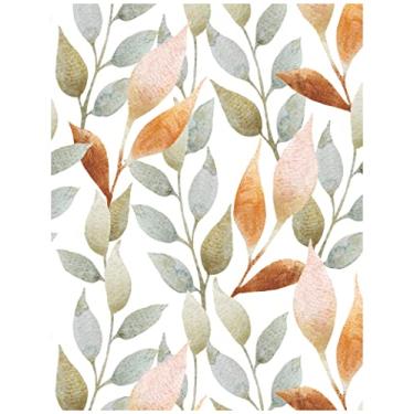 Imagem de Floralplus Papel de parede de papel de parede boho folha aderente papel de parede texturizado removível puxar e colar papel de contato para armário banheiro berçário decoração de casa 45 cm x 299 cm