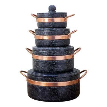 Imagem de Jogo de Panelas de Pedra Sabão 1, 2, 3 e 4 Litros Melhor Acabamento