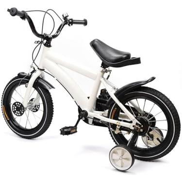 Imagem de Bicicleta infantil de 14 polegadas, meninos, meninas, bicicleta com estabilizadores, bicicleta infantil neutra, estabilizadores removíveis, bicicleta infantil para 3 a 6 anos de idade, Weiß