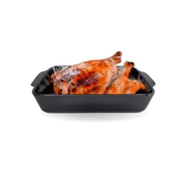 Imagem de Travessa Cerâmica 36cm Segunda Linha Mesa Posta Natal Festas Ano Novo Mesa Decorativa Design, Sofisticado Luxo Premium Preta