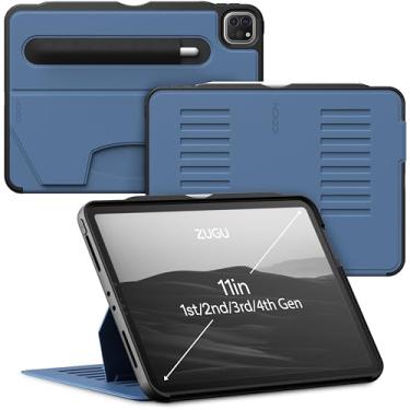 Imagem de Capa protetora ZUGU para iPad Pro 11” 1ª/2ª/3ª/4ª geração 2018/2020/2021/2022, fina, carregamento de Apple Pencil sem fio, suporte magnético prático com recurso de hibernar/despertar, azul-ardósia