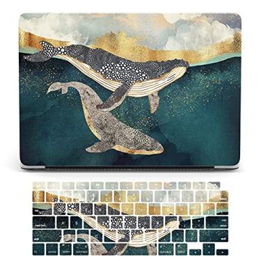 Imagem de Bandless Capa compatível com MacBook Air 13 Retina 2020 2019 2018 modelo A2337 M1 A2179 A1932 com Touch ID, capa protetora de plástico fosco 2 em 1 para laptop e película de teclado - Baleia