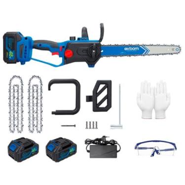Imagem de Motosserra Elétrica Portátil Brushless de 12 Polegadas, com Tela LED, Corrente Temperada, 2 Baterias de 48V, Carregador, Acessórios. Motosserra com lubrificação automática.
