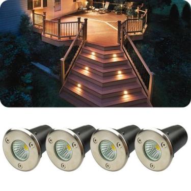 Imagem de Kit 4 Balizadores Spot Led Cob 3W IP66 Bivolt De Embutir Piso Chão Gra