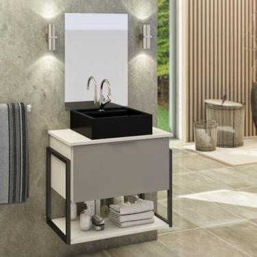 Imagem de Kit Gabinete Banheiro Industrial TECH 60cm Branco/ Cinza (gabinete + c