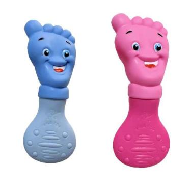 Imagem de Mordedor Bebe Pezinho Anti Stress Gengiva Menino e Menina - Vila Toy, 