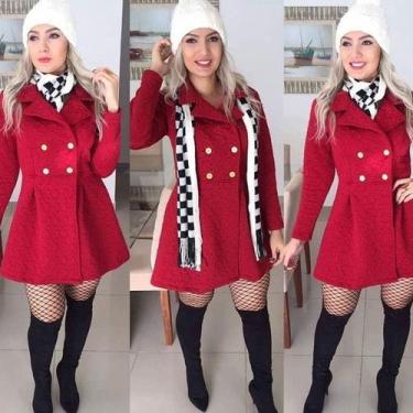 Imagem de Sobretudo Feminino Manga Longa Casaco Com Saia Rodada - Hot Desconto, 
