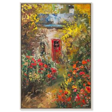 Imagem de Art Remedy Arte de parede em tela clássica com paisagem de jardim de outono secreto, moldura flutuante, 25,4 x 38,1 cm