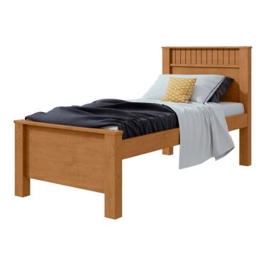 Imagem de Cama Solteiro Convencional Estrutura Mdf Athenas Móveis Lopas Amendoa Clean
