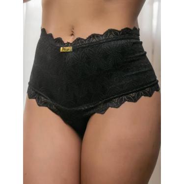 Imagem de KIT 5 Calcinha Cinta Cós Pala Alta Feminina Reforçada Com Renda - Ninf