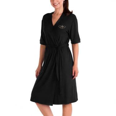 Imagem de Robe Liso Confortável Para Usar Pós Cirúrgico 8105 - Mabella, Preto, G
