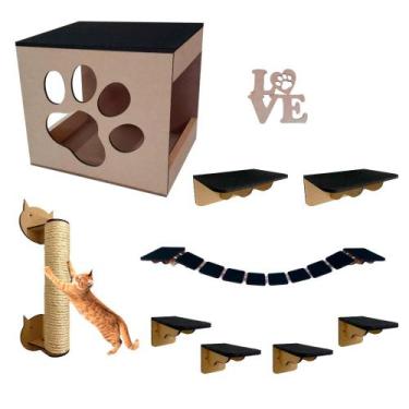 Imagem de Playground 9 Peças Para Gatos Arranhador Prateleiras Nicho - Grupo Par
