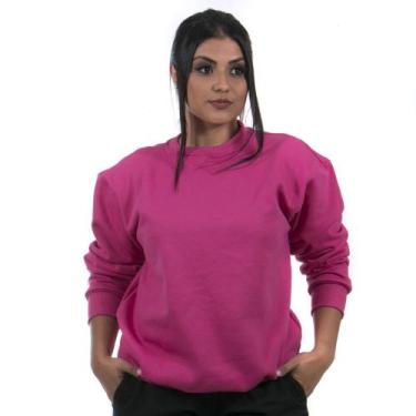 Imagem de Blusa Lisa de Moletom Gola Careca Feminina cor Pink - Ipê Mulato, Pink
