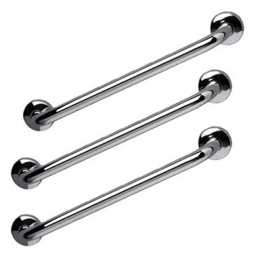 Imagem de Barra de Apoio 40cm Alça Inox Kit 3 Unidades Gestante Cadeirante Idoso
