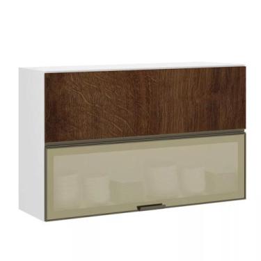 Imagem de Armário Basculante Misto Perola 120 cm 2 Portas Alumínio e com Vidro R