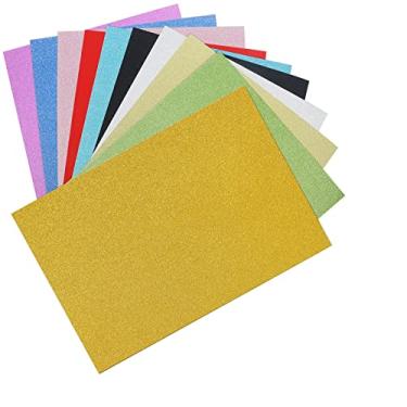 Imagem de Papel de cartolina com glitter, 20 folhas adesivas com glitter, pacote de papel A4, autoadesivo, 20,8 x 29,5 cm, papel adesivo com glitter para artesanato, faça você mesmo (cores mistas)