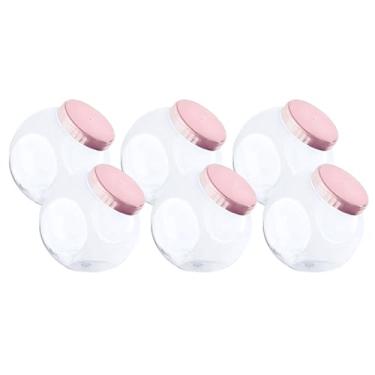 Imagem de Kit 6 Baleiro Plástico Cristal 1600ml Com Tampa De Rosca Multiuso Porta Doces (Rosa)