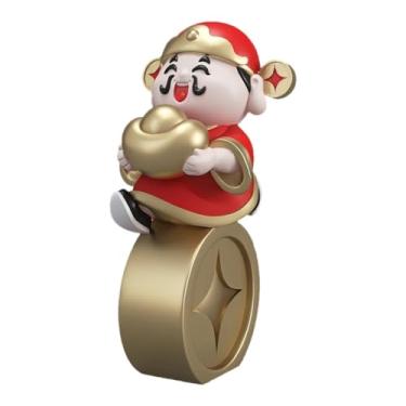 Imagem de Kuntesetty Estátua de Cai Shen, estátua do chinês da riqueza, estatueta de Buda, ornamento Fengshui para gabinete, Vermelho