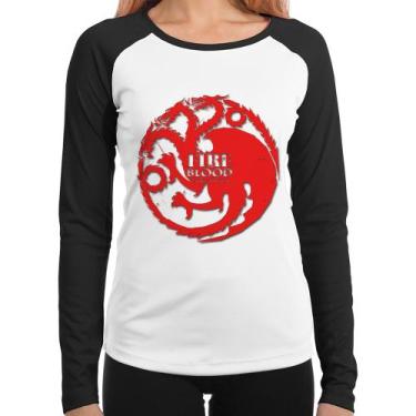 Imagem de Baby Look Raglan Fire and Blood Targaryen Manga Longa - Foca na Moda, 