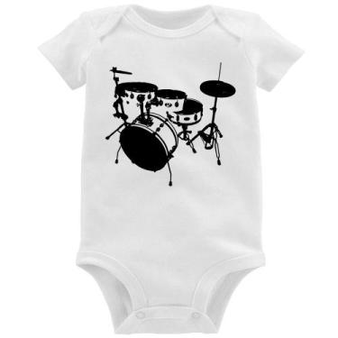 Imagem de Body Bebê Bateria Música Baterista - Foca na Moda, Branco, P