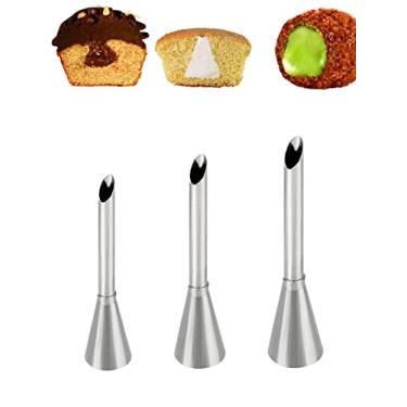 Imagem de Pontas de tubulação para encher cupcakes Eclairs Donuts, donuts, ponta de enchimento de rosquinha, ponta de massa Bismark, ponta de enchimento de creme folhado longo, 3 peças