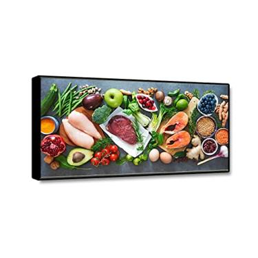 Imagem de Impressão de imagens de cozinha em tela - Decoração de arte de parede em tela de cozinha grande - Cartazes e impressões de vegetais e carne - Comida A imagem para decoração de sala de jantar 40 x 80