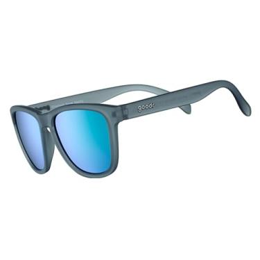 Imagem de goodr Óculos de sol polarizados Silverback Squat Mobility para homens e mulheres, tamanho médio (OG), armações translúcidas cinza escuro com lentes refletoras espelhadas verde-claro, proteção UV400,