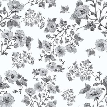 Imagem de CHIHUT Papel de parede floral vintage de 45 x 599 cm, papel de parede preto e branco para berçário, ramos decorativos, papel de parede de flor rosa, papel de contato floral pré-colado para prateleiras