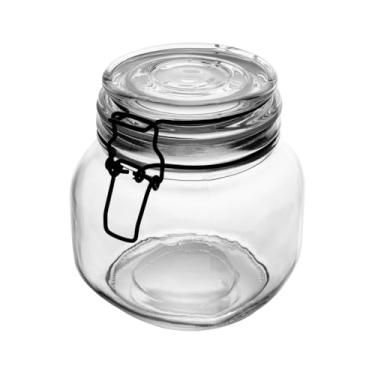 Imagem de LYOR - Pote Hermético de Vidro com Silicone e Clipe em Metal Vintage Preto 850ml - Organização de Alimentos - Porta Mantimentos com Tampa Hermético