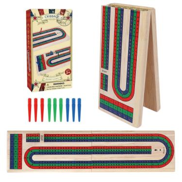 Imagem de Conjunto de jogos de tabuleiro Cribbage GOTHINK dobrável de madeira com 9 pinos