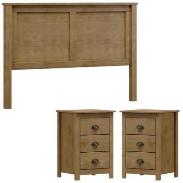 Imagem de Cabeceira Queen e 02 Mesas Cabeceira 3 Gv Madeira Maciça Freijo Milani Store