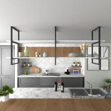 Imagem de Prateleira industrial cozinha Prateleira de ferro e madeira nicho indu